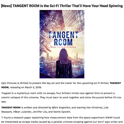 [News] TANGENT ROOM is the Sci-Fi Thriller That’ll Have Your Head Spinning